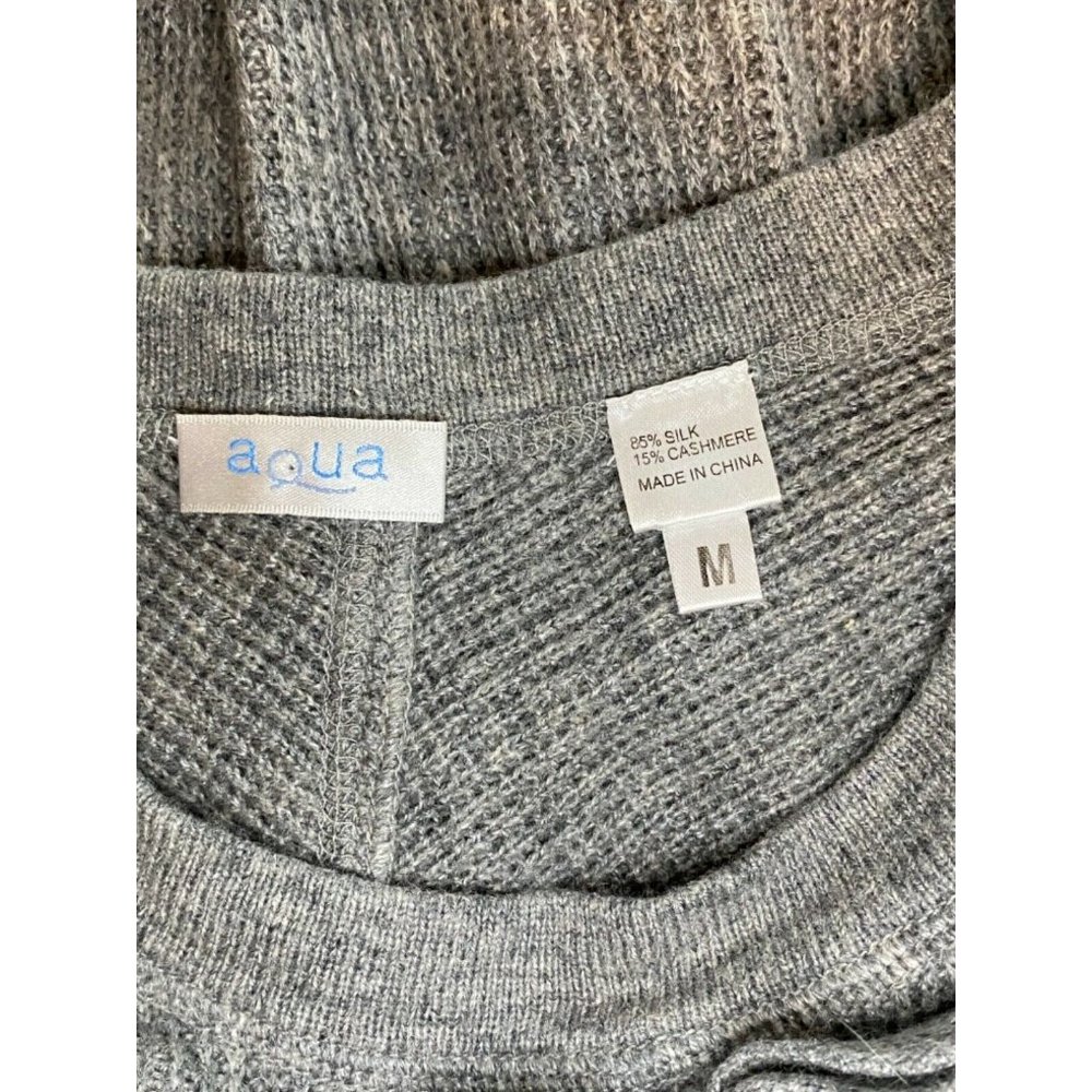 Aqua Womens Gray Cashmere Silk Blend Crewneck Sweater Soft Cozy Gray Size M - Picture 11 of 14